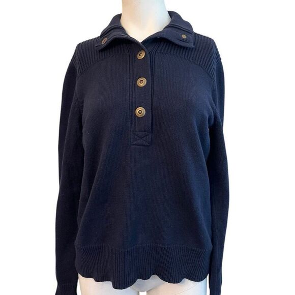 Lauren Ralph Lauren Sweater Womens Medium Navy Blue Snap Button Pullover - Picture 1 of 5